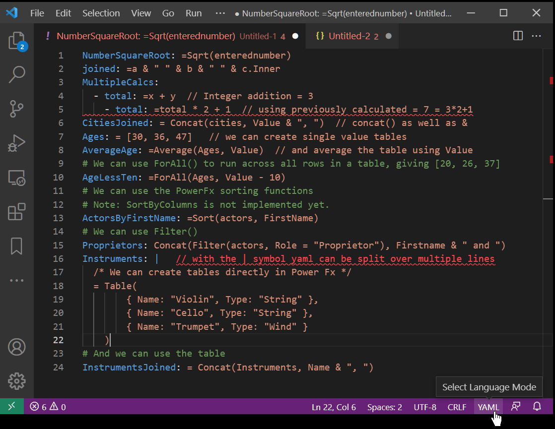Syntax Errors shown in VS Code